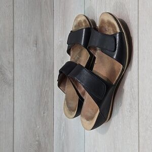 Dansko Women Vienna Leather Hook&loop Wedge Sandals shoes sz 39/8.5-9
